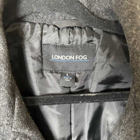 LONDON FOG Wool Insulated Charcoal Button Coat Jacket Size Large - Picture 3 of 10